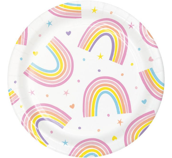 Happy Rainbow Paper Plates 7" (Pack of 8)