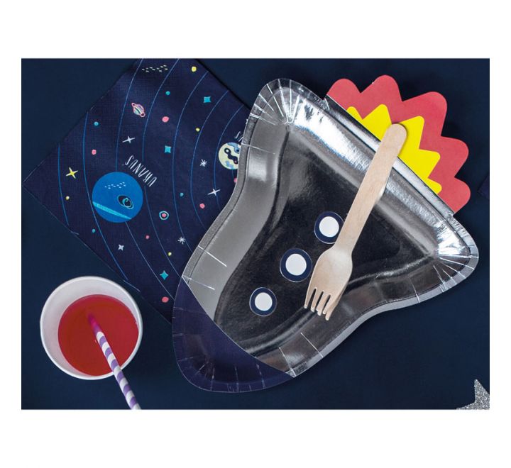 Outer Space Rocket Shaped Paper Plates (Pack of 6)