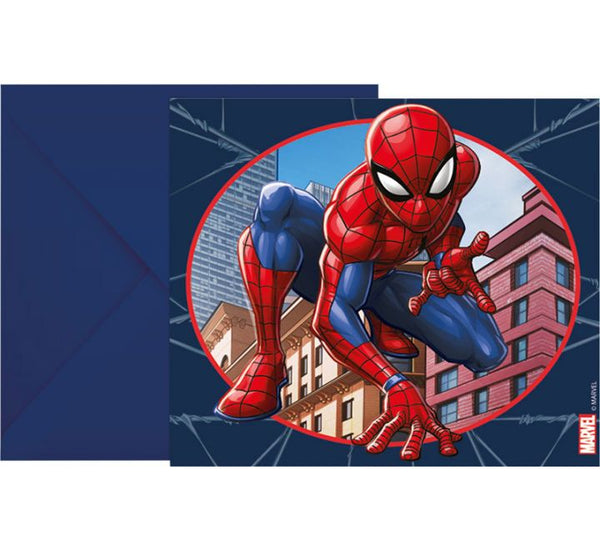 Spiderman Crime Fighter Birthday Party Invitations (PK6)