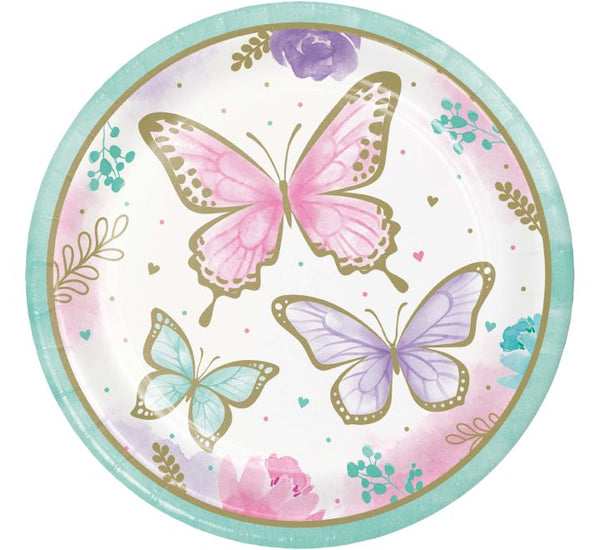 Butterfly Shimmer Paper Plates 9" (Pack of 8)