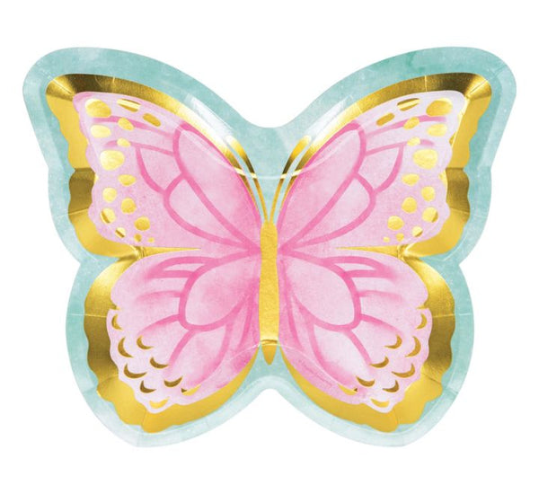 Butterfly Shimmer Shaped Party Plates (Pack of 8)