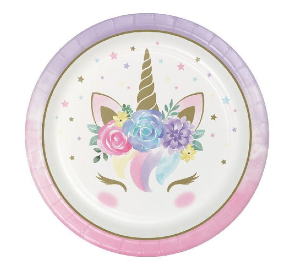 Unicorn Baby Round Paper Plates 9" (Pack of 8)