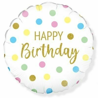 Holographic Pastel Dots Happy Birthday Balloon (18")