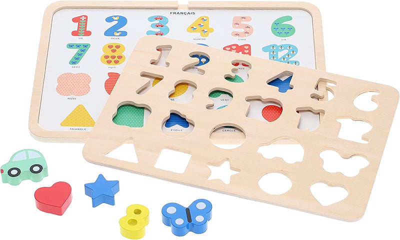 Petit Collage Numbers, Shapes and Colours Wooden Tray Puzzle