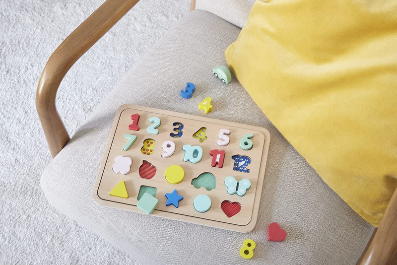 Petit Collage Numbers, Shapes and Colours Wooden Tray Puzzle
