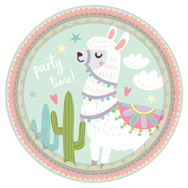 Llama Party 9" Paper Party Plates pk8