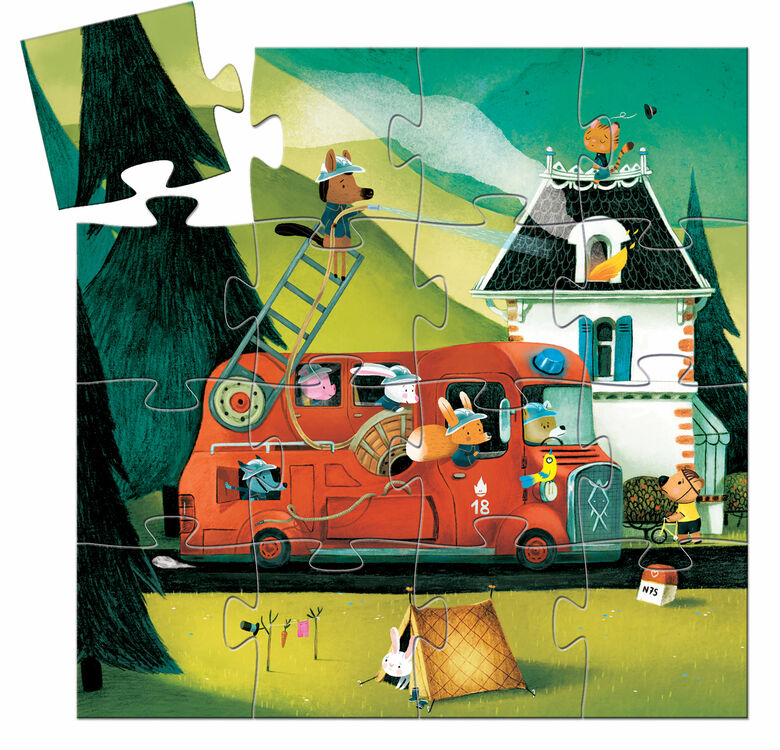 Djeco Silhouette Puzzle 16 Piece - The Fire Engine