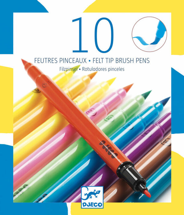 Djeco 10 Double Ended Felt Tip Pens - Pop Neon Colours