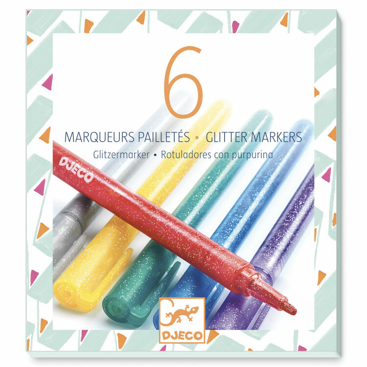 Djeco 6 Glitter Markers - Sweet