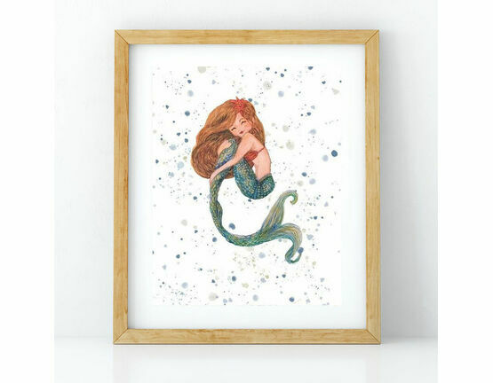 Mermaid watercolour art print (a4)