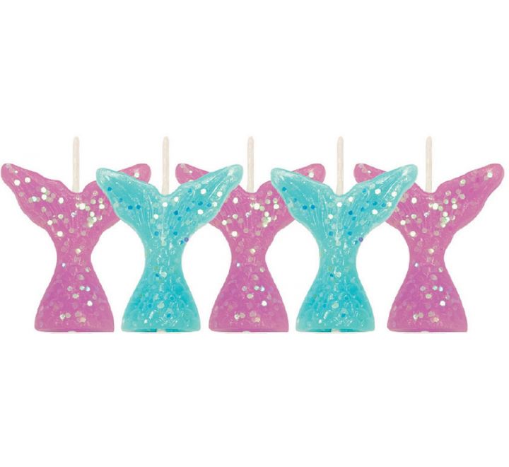 Glitter Mermaid Tails Birthday Candles (Pack of 5)