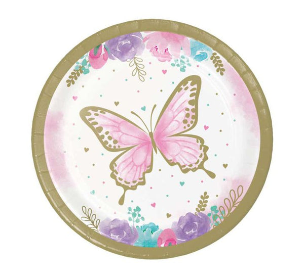 Butterfly Shimmer Paper Plates 7" (Pack of 8)