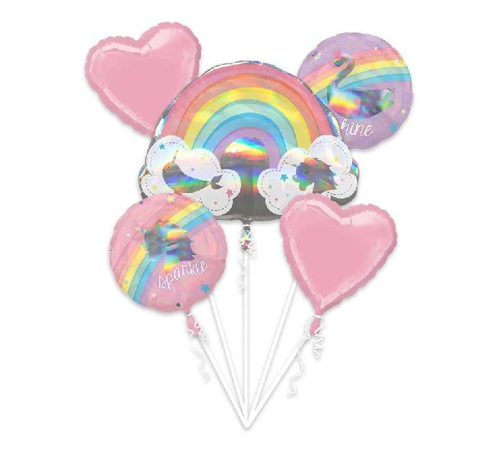 Magical Rainbow Balloon Bouquet (5 Pieces)