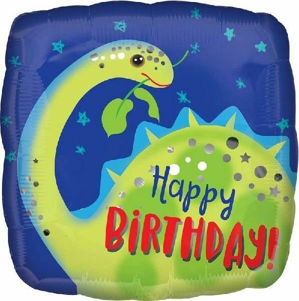 Square Shaped Brontosaurus Happy Birthday Foil Balloon (18")