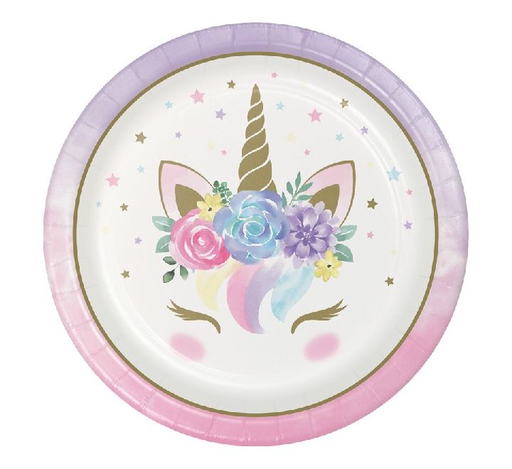 Unicorn Baby Round Paper Plates 9" (Pack of 8)