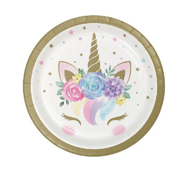 Unicorn Baby Round Paper Plates 7" (Pack of 8)