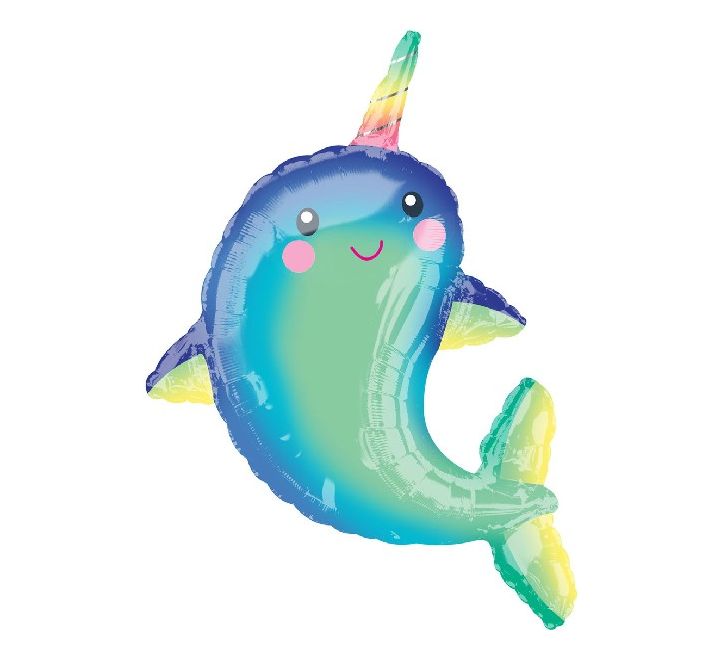 Happy Narwhal Super Shape Helium Foil Balloon (29 x 39")