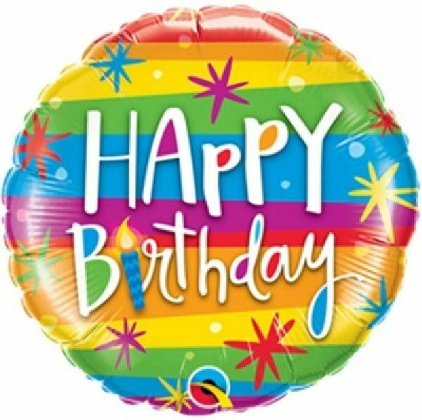 Rainbow Stripes Birthday Foil Balloon (18")