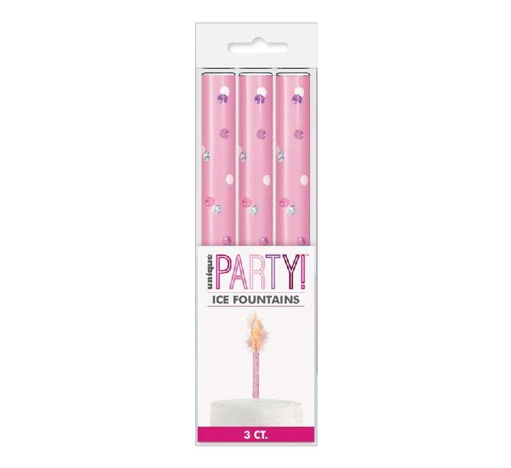 Pink Glitz Ice Fountain Cake Sparklers (Pack of 3)