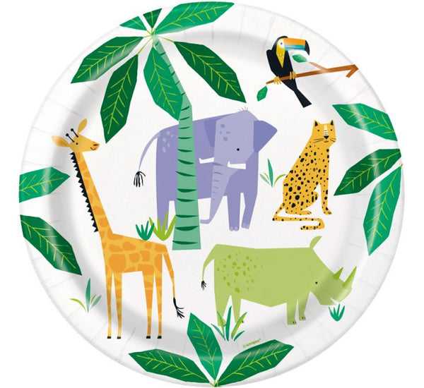 Animal Safari Round Paper Plates 9" (Pack of 8)