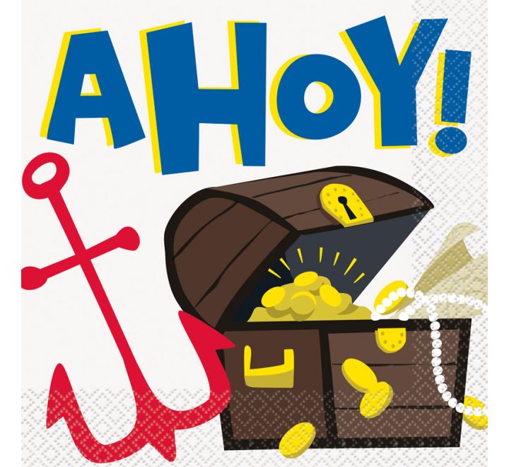 Ahoy Pirate Paper Party Napkins (Pack of 16)