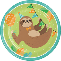 Sloth Party Round Paper Plates 9" (Pack of 8)