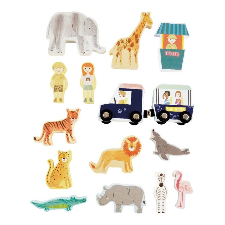 Floss & Rock Play Box with Wooden Pieces - SAFARI PARK