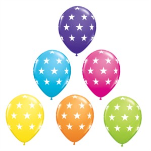 Tropical Colours Assorted Big Stars Latex Balloons (Pack of 6)