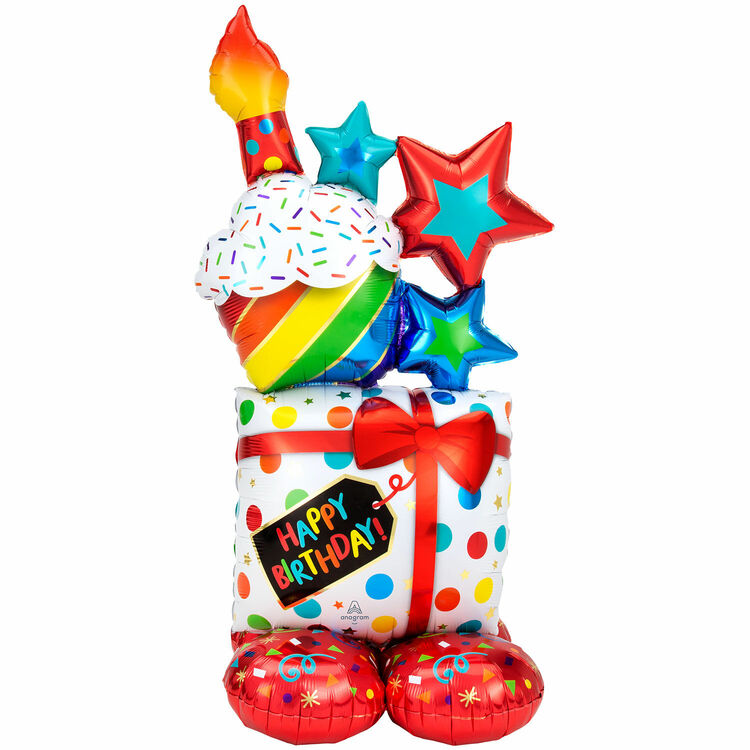AirLoonz Birthday Present and Cake Large Foil Balloon