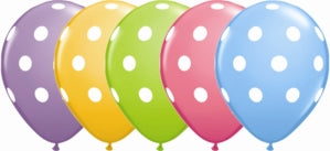 Assorted Colours Polka Dot Latex Balloons (Pack of 6)