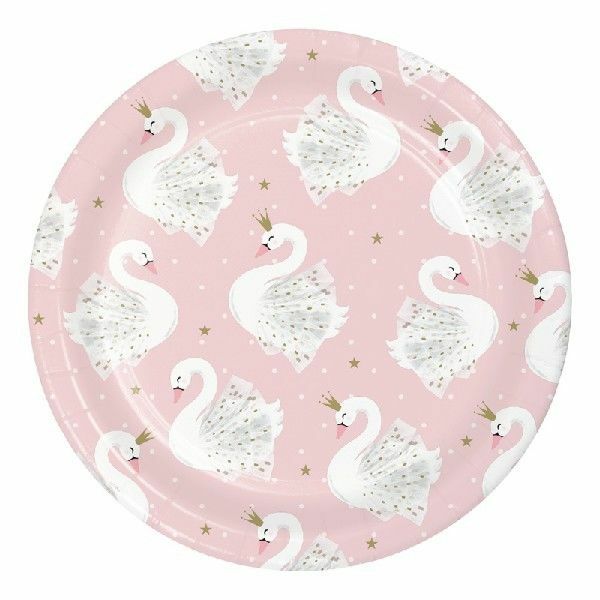 Stylish Swan Round Paper Plates 7" (Pack of 8)