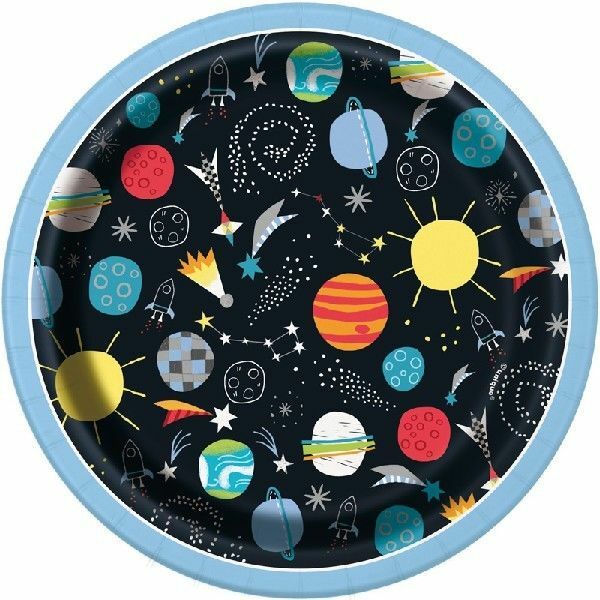 Outer Space Round Paper Plates 7" (Pack of 8)