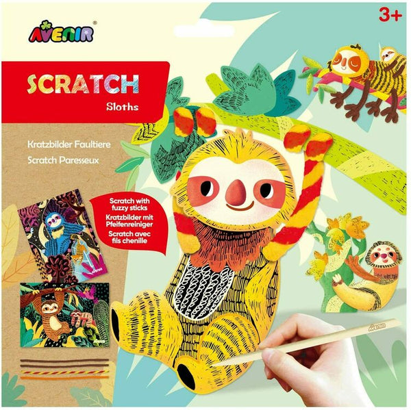 Avenir Scratch Art and Fuzzy Sticks Set - Sloths