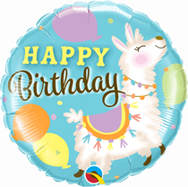 Happy Birthday Llama Helium Foil Balloon (18")