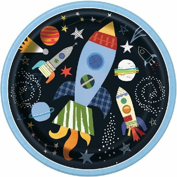 Outer Space Round Paper Plates 9" (Pack of 8)
