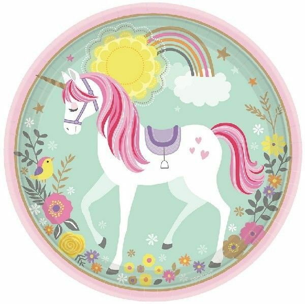 Magical Unicorn Round Paper Plates 9" (Pack of 8)