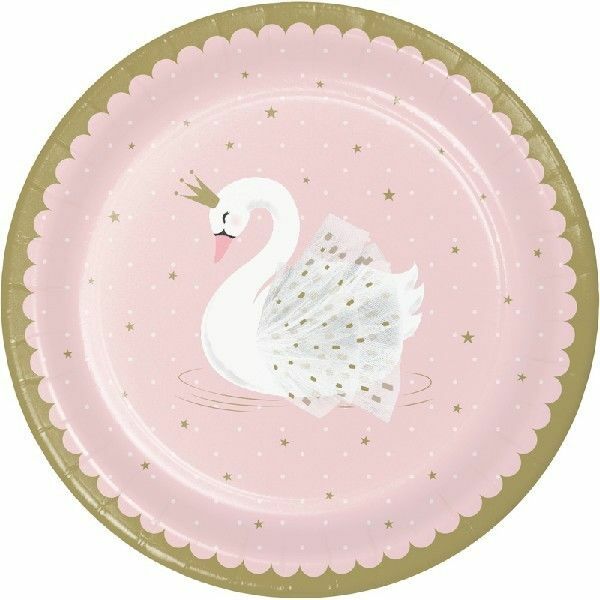 Stylish Swan Round Paper Plates 9" (Pack of 8)