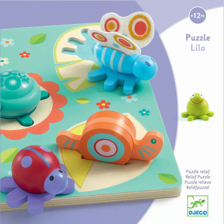 Djeco Wooden Relief Puzzle - Lilo Turtle and Friends