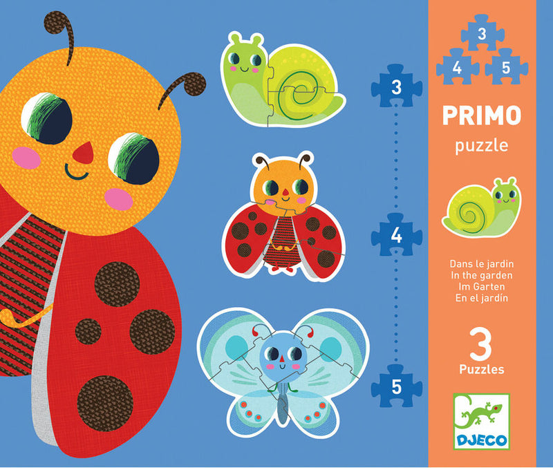 Djeco Primo Set of 3 Jigsaw Puzzles - In the Garden