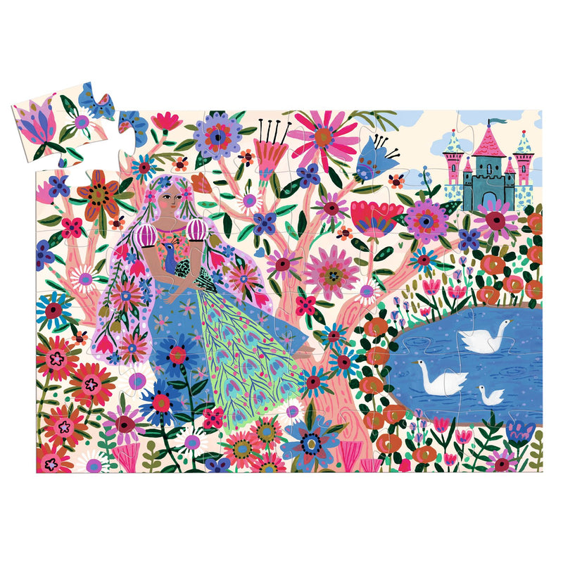 Djeco Silhouette Puzzle 36 Piece - The Princess and Her Peacock