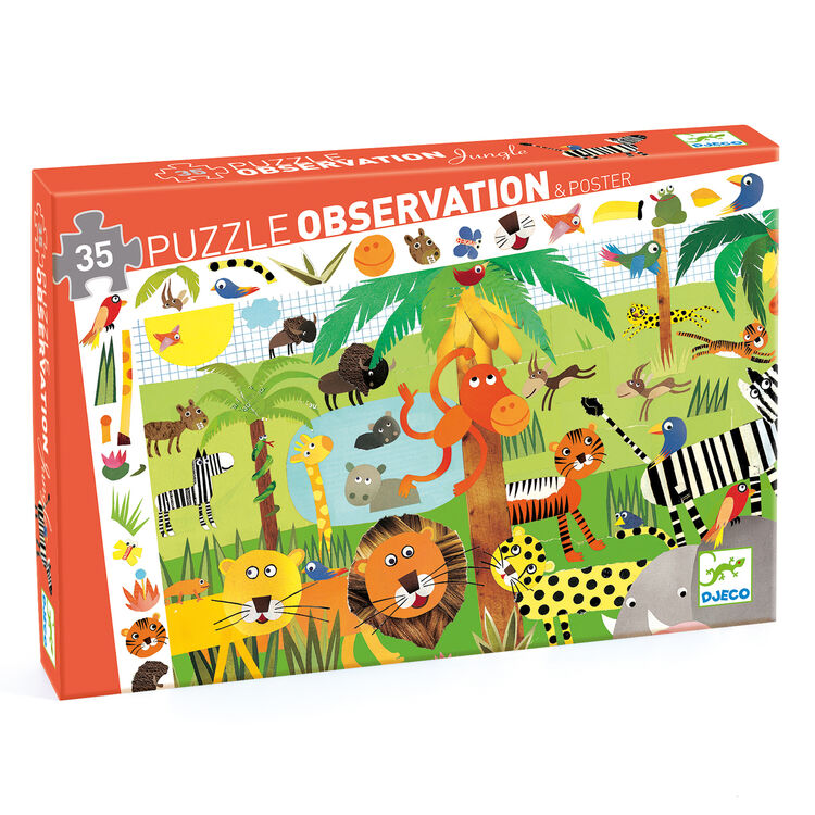 Djeco 35 Piece Observation Puzzle – Jungle