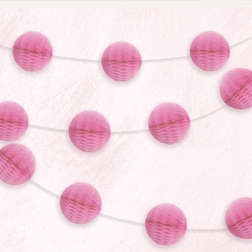 Hot Pink Honeycomb Ball Garland - (7ft)