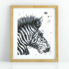 Zebra Watercolour Art Print (A4)