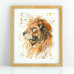 Lion Watercolour Art Print (A4)